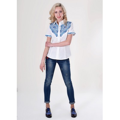 Embroidered blouse "Galychanka" white/blue